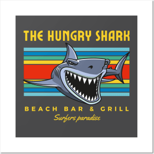 Hungry Shark, Great White Shark Beach Bar Posters and Art